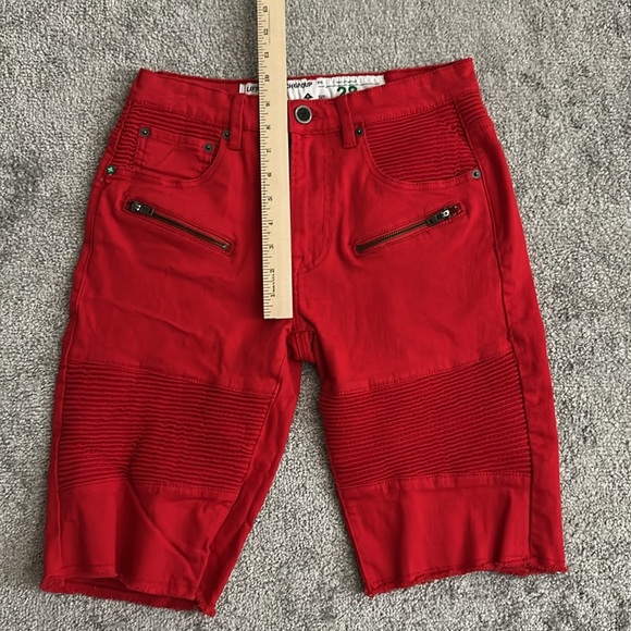 LRG Red Moto Biker Shorts – Size 28 True Straight Fit Zip Pockets - Picture 4 of 5